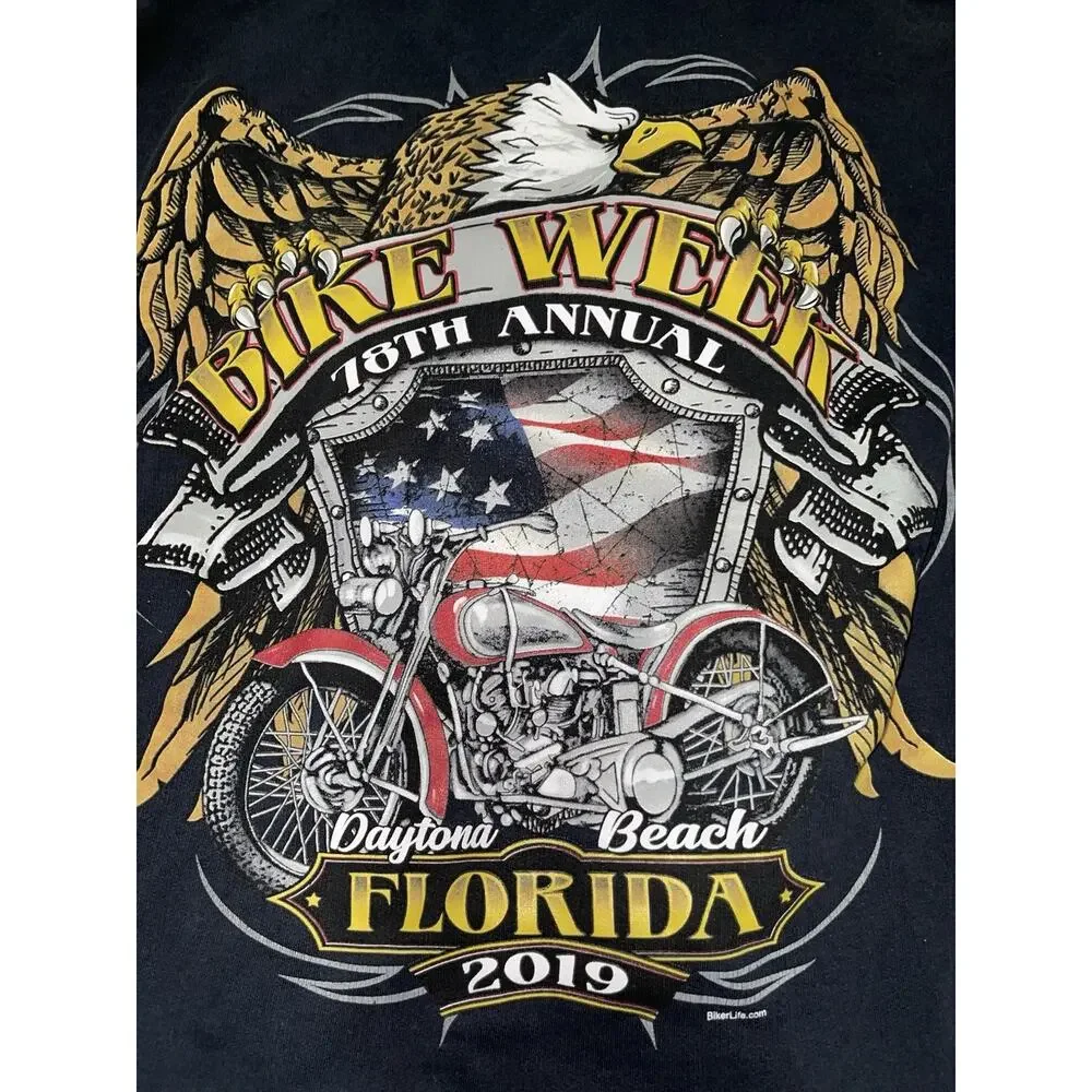 Daytona Beach Bike Week 2021 Men’s Full Zip Hoodie Blue Size XL - Picture 6 of 7